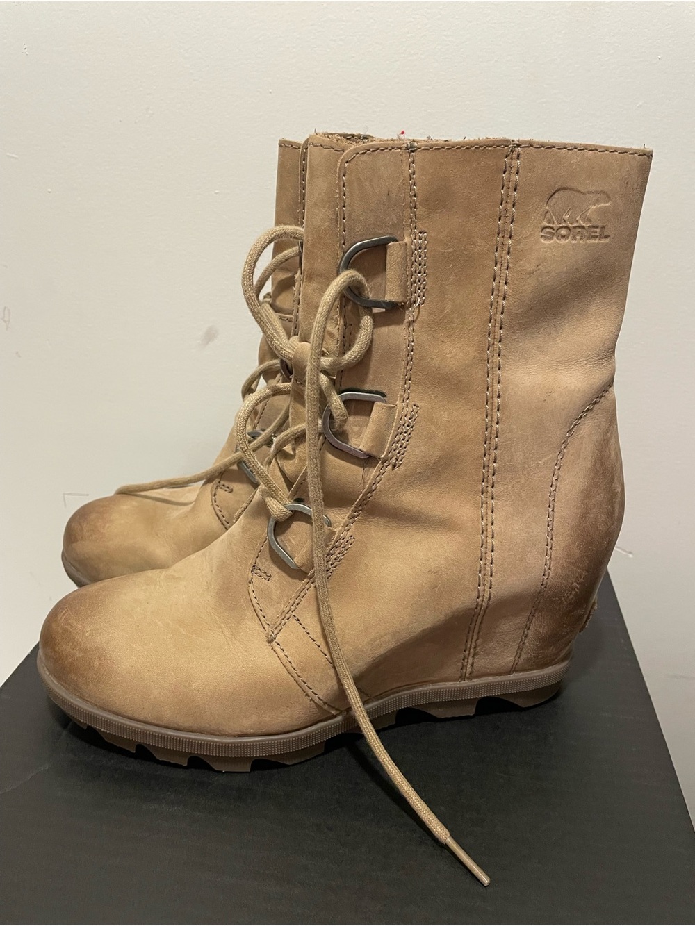 Sorel Brand Women's Ash Brown Size 9 Joan Of Arctic Wedge II Ankle Boots
